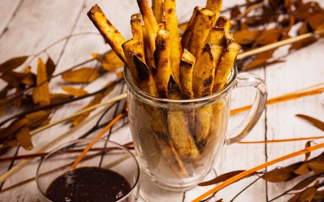 Baked Sweet Potato Fries With Miso Sauce