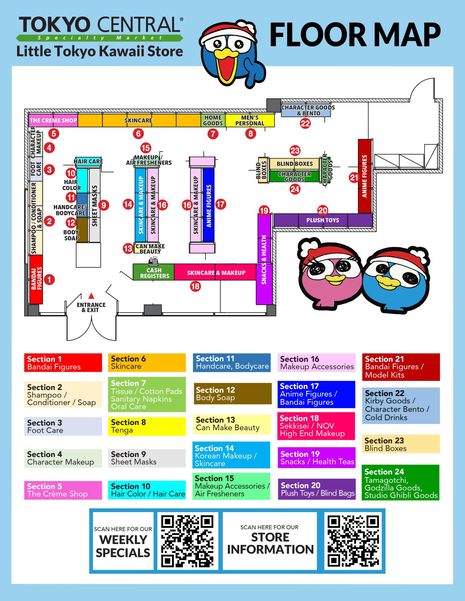 Little Tokyo Kawaii floor map — aisle guide