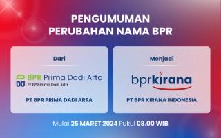 [Pengumuman] Perubahan Nama PT BPR Prima Dadi Arta