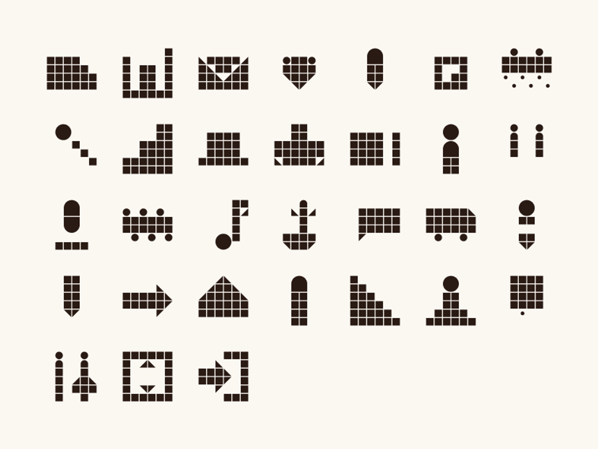 Library pictograms built from tiles