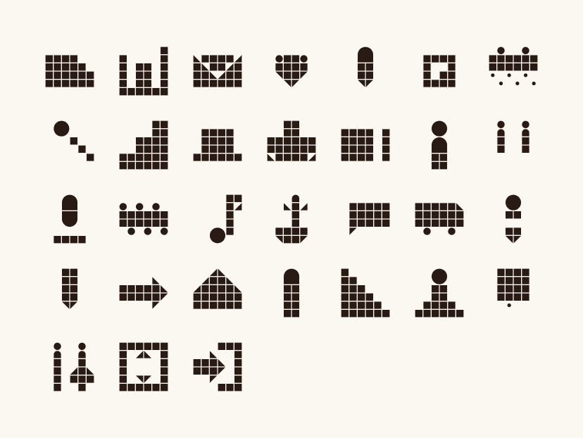 Library pictograms built from tiles