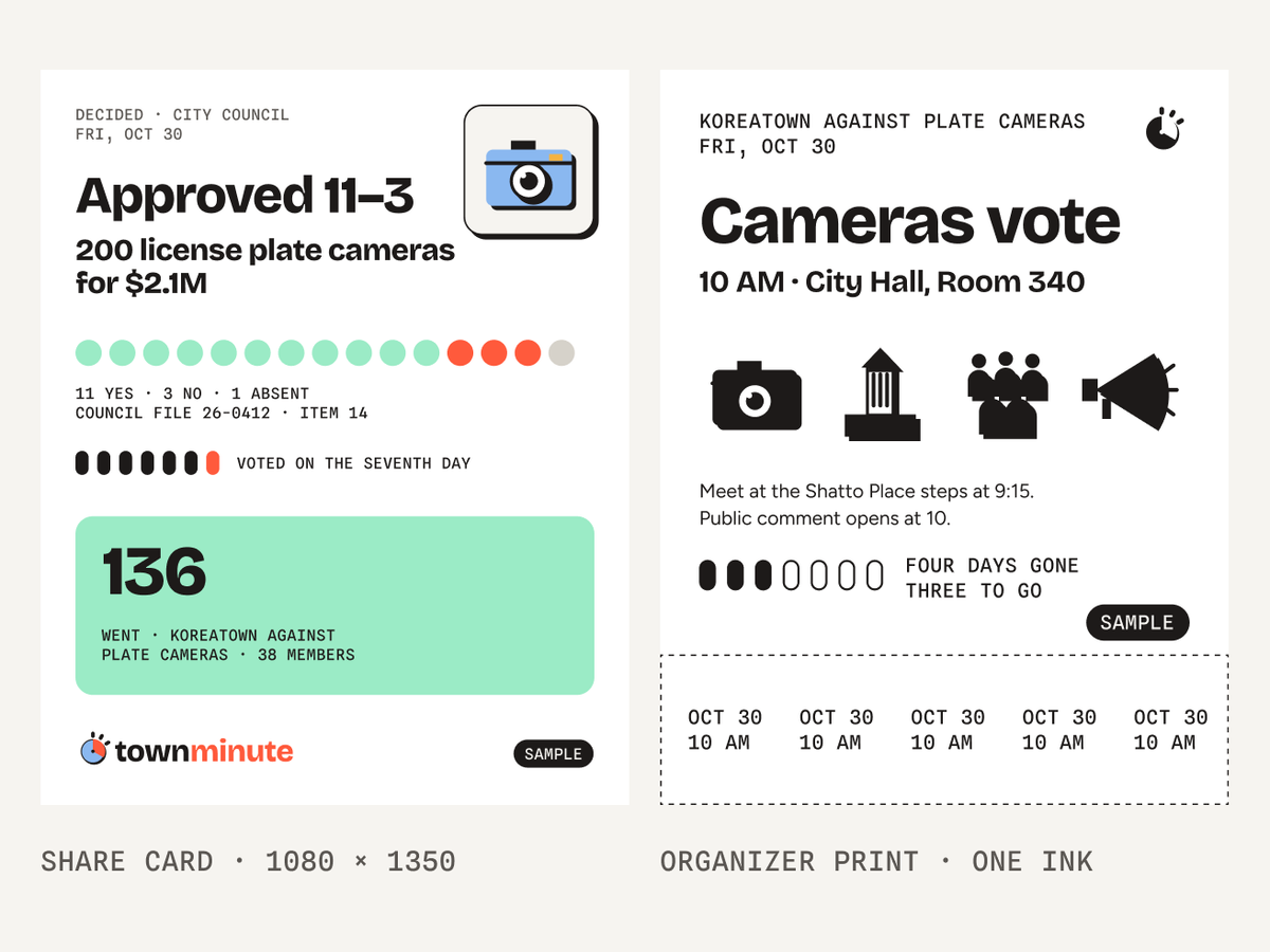 A share card and an organizer print