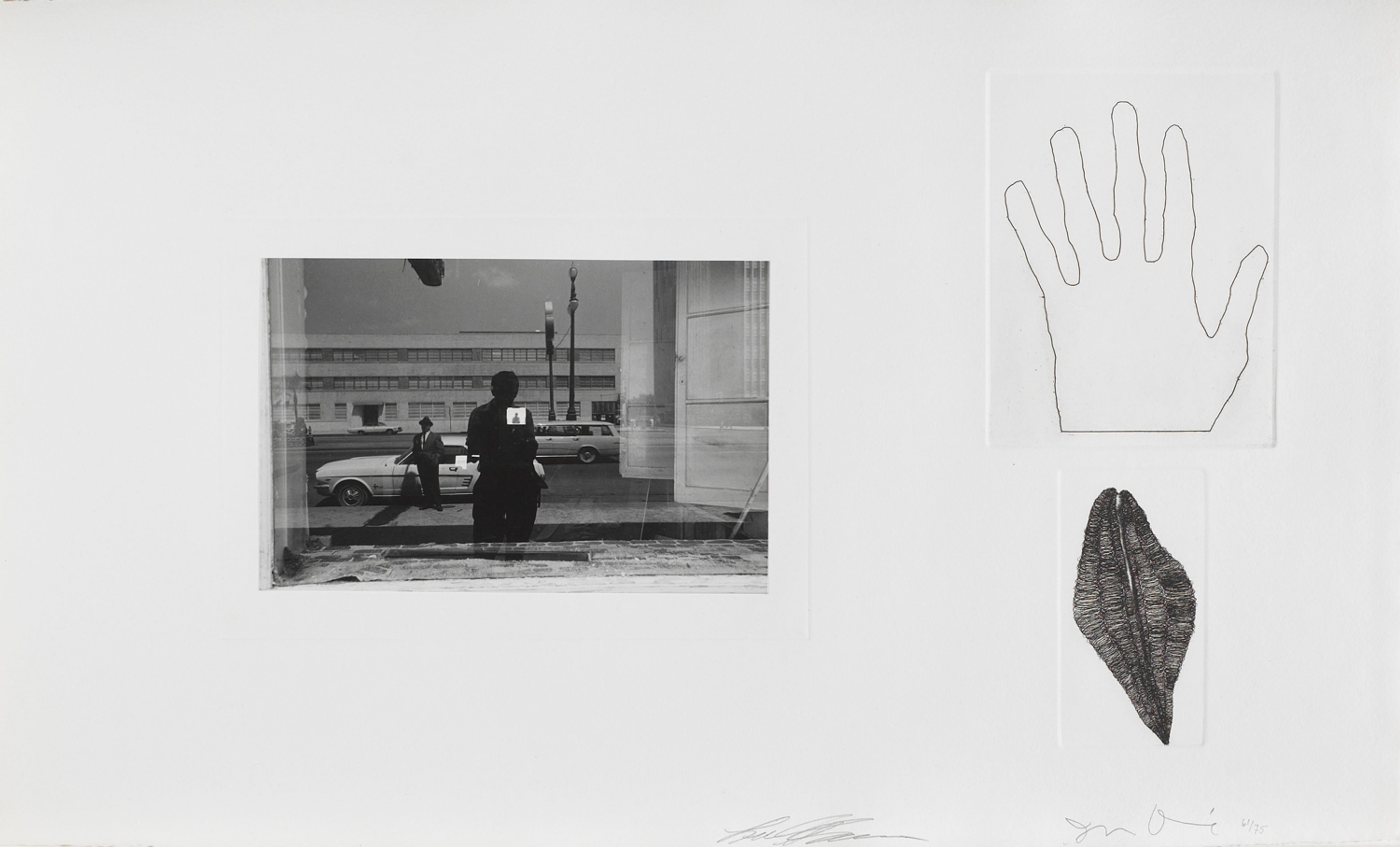 Untitled (Lee Friedlander self portrait with hand and shell)