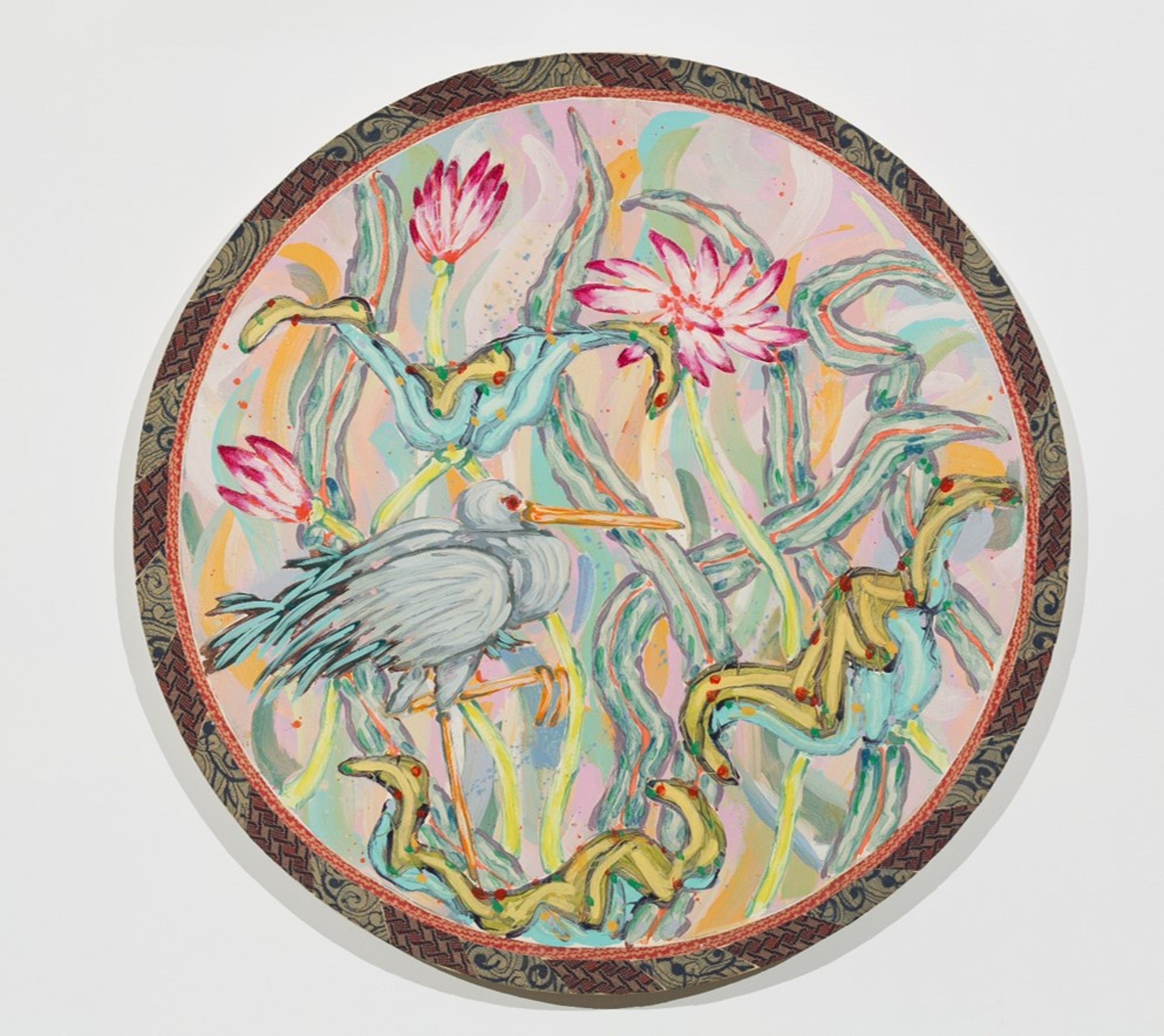 Bird & Lotus Tondo #4