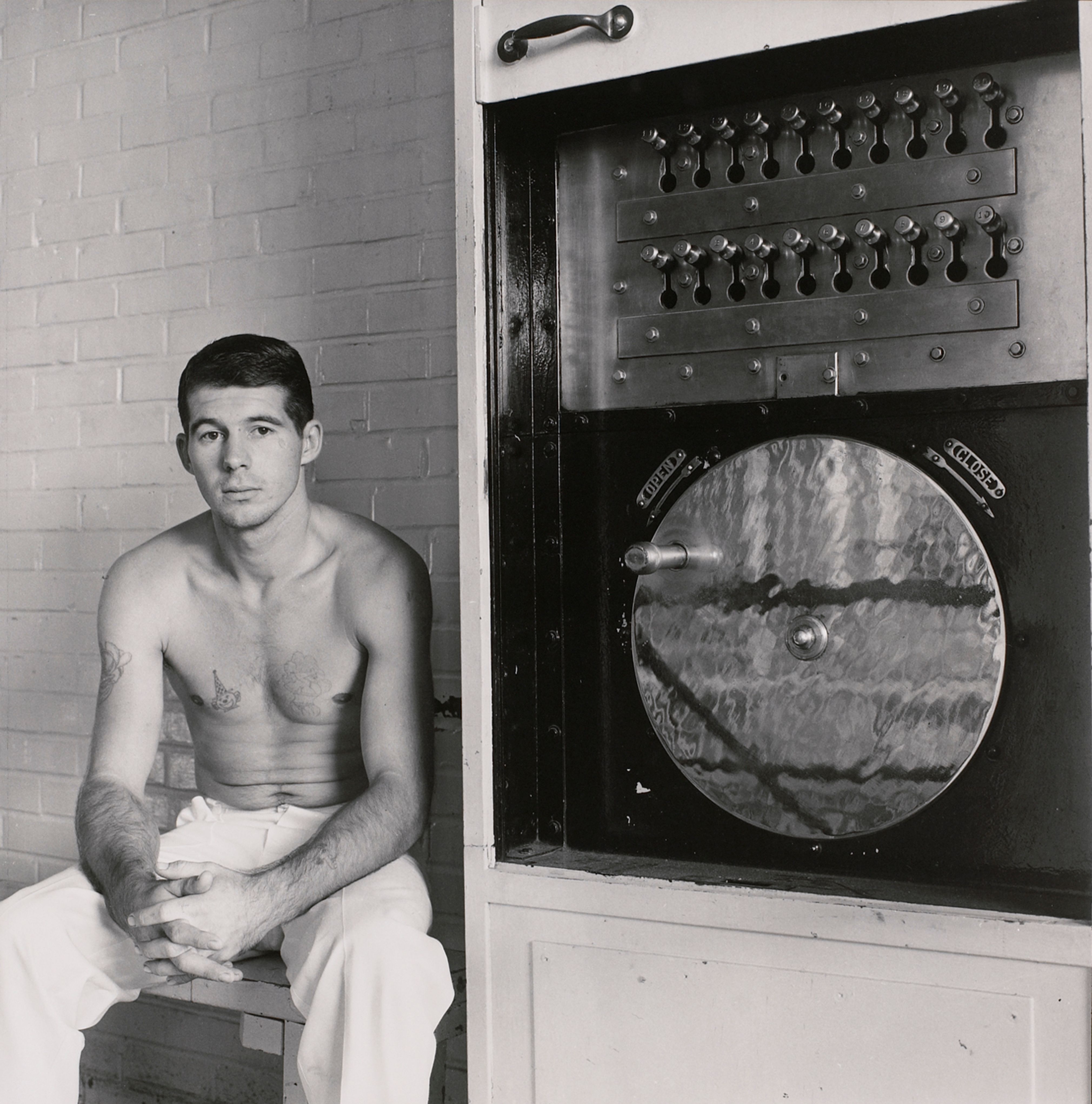 Young convict about to discharge a ten-year sentence. Apparatus to open cells