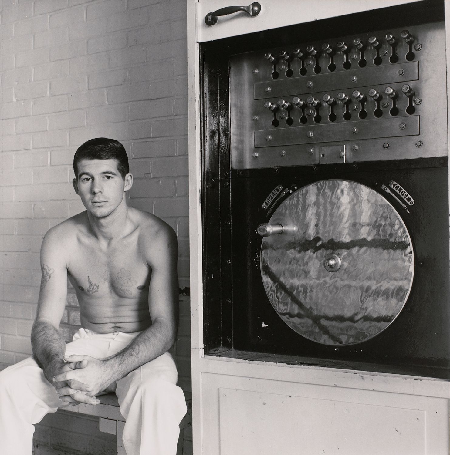 Young convict about to discharge a ten-year sentence. Apparatus to open cells