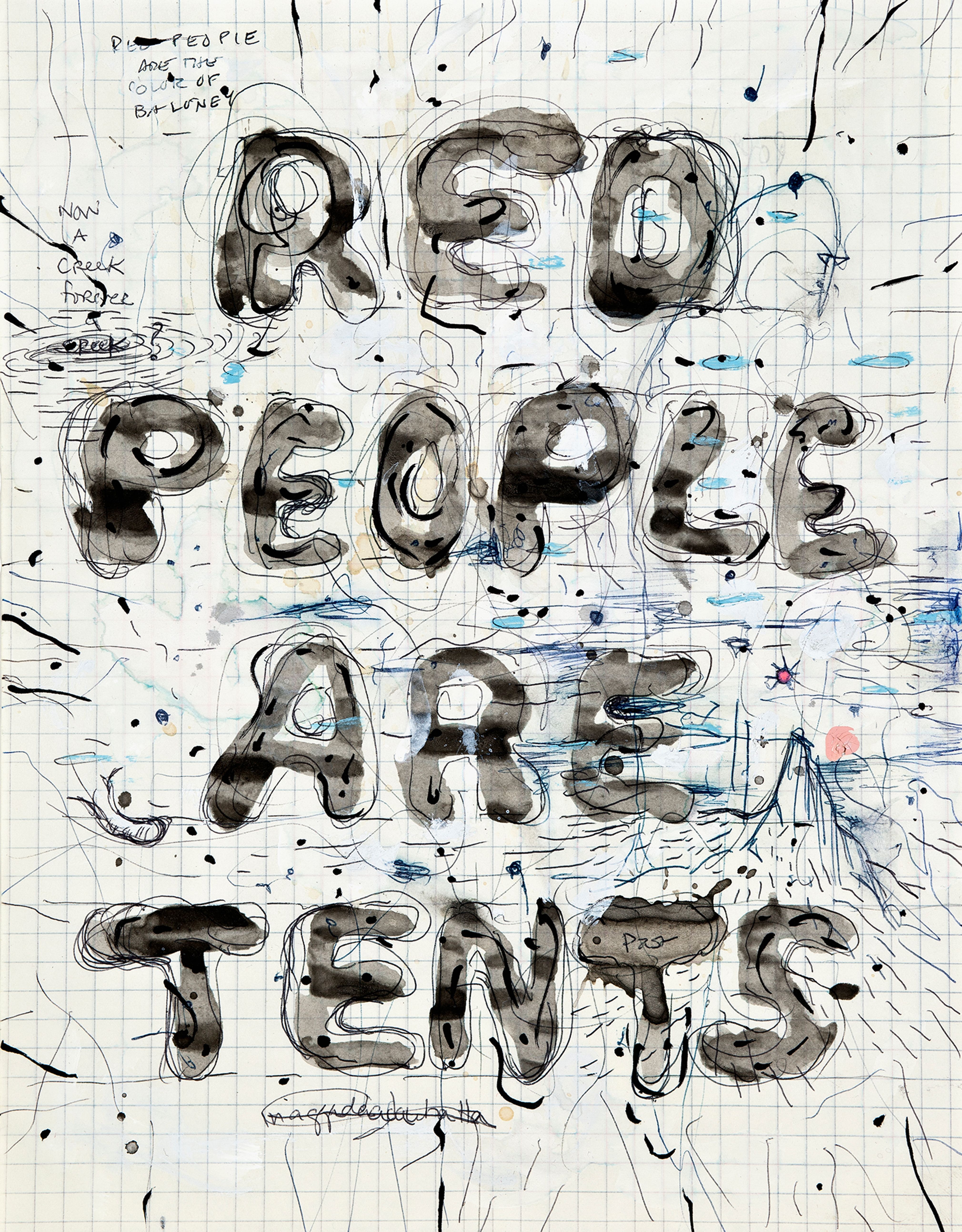 Red people are tents