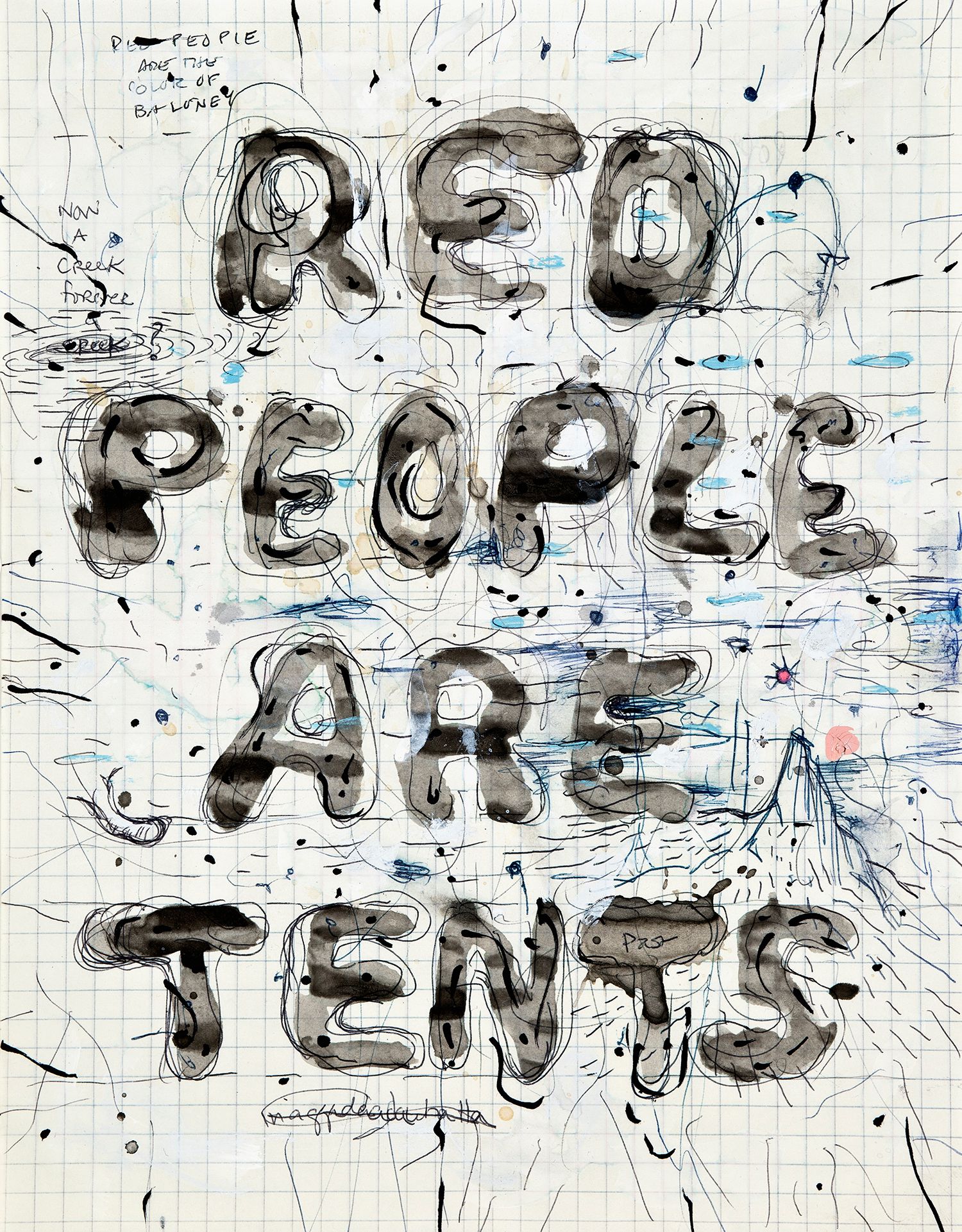 Red people are tents