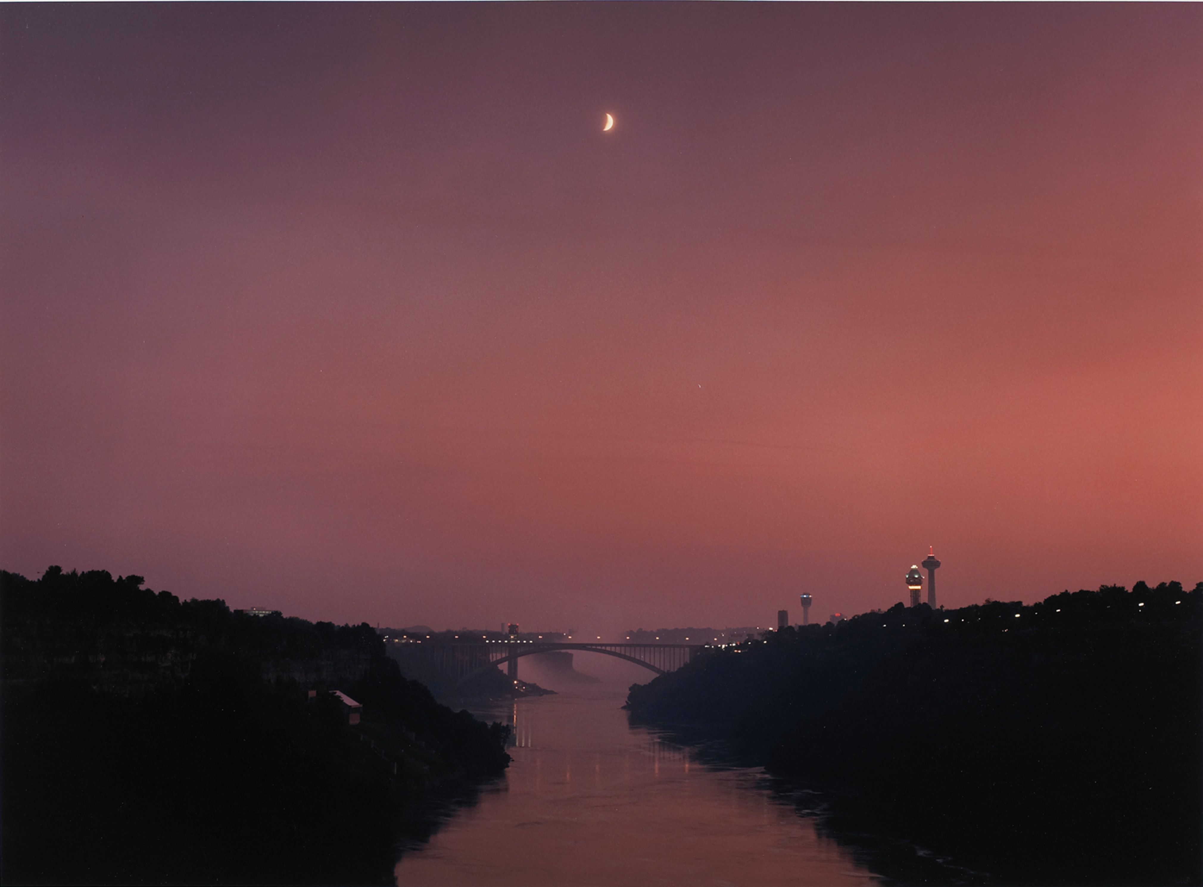 Crescent Moon over Railroad Bridge