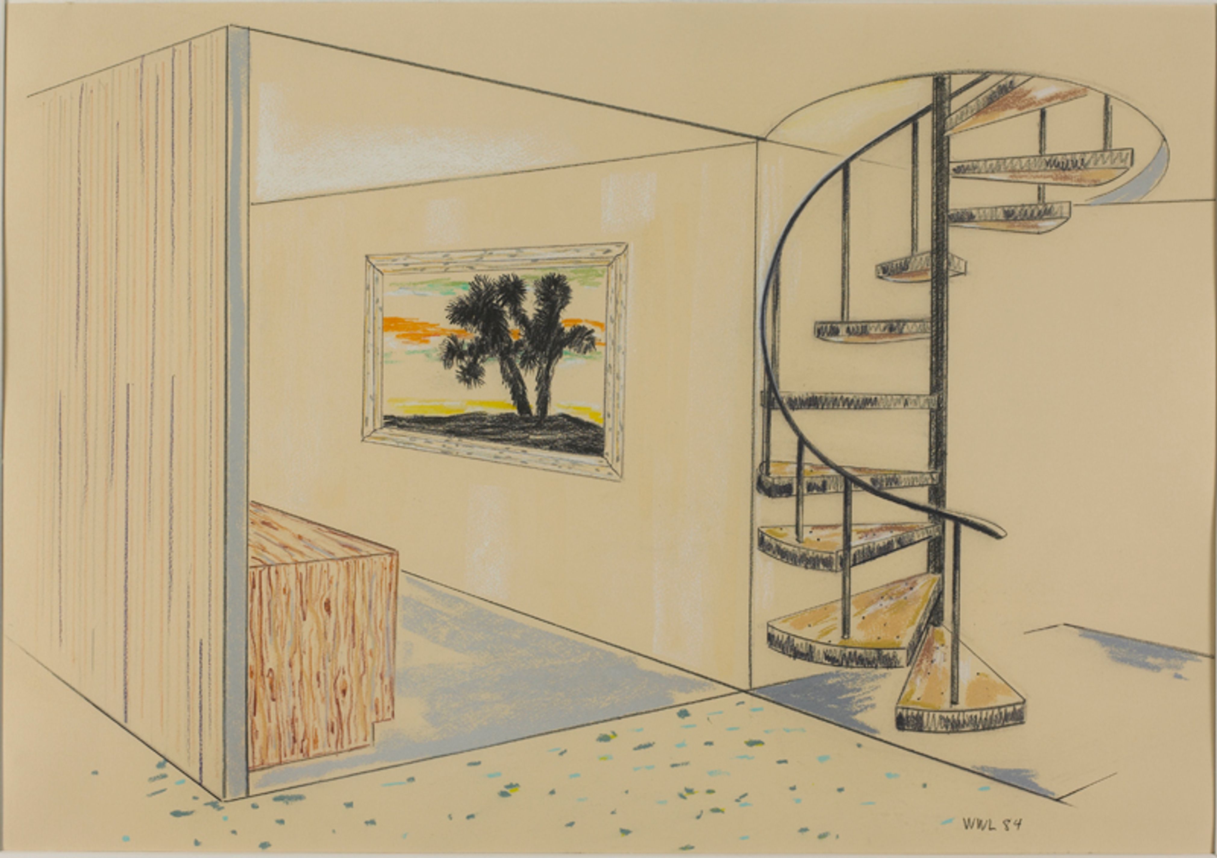 Interior with Cactus Painting and Spiral