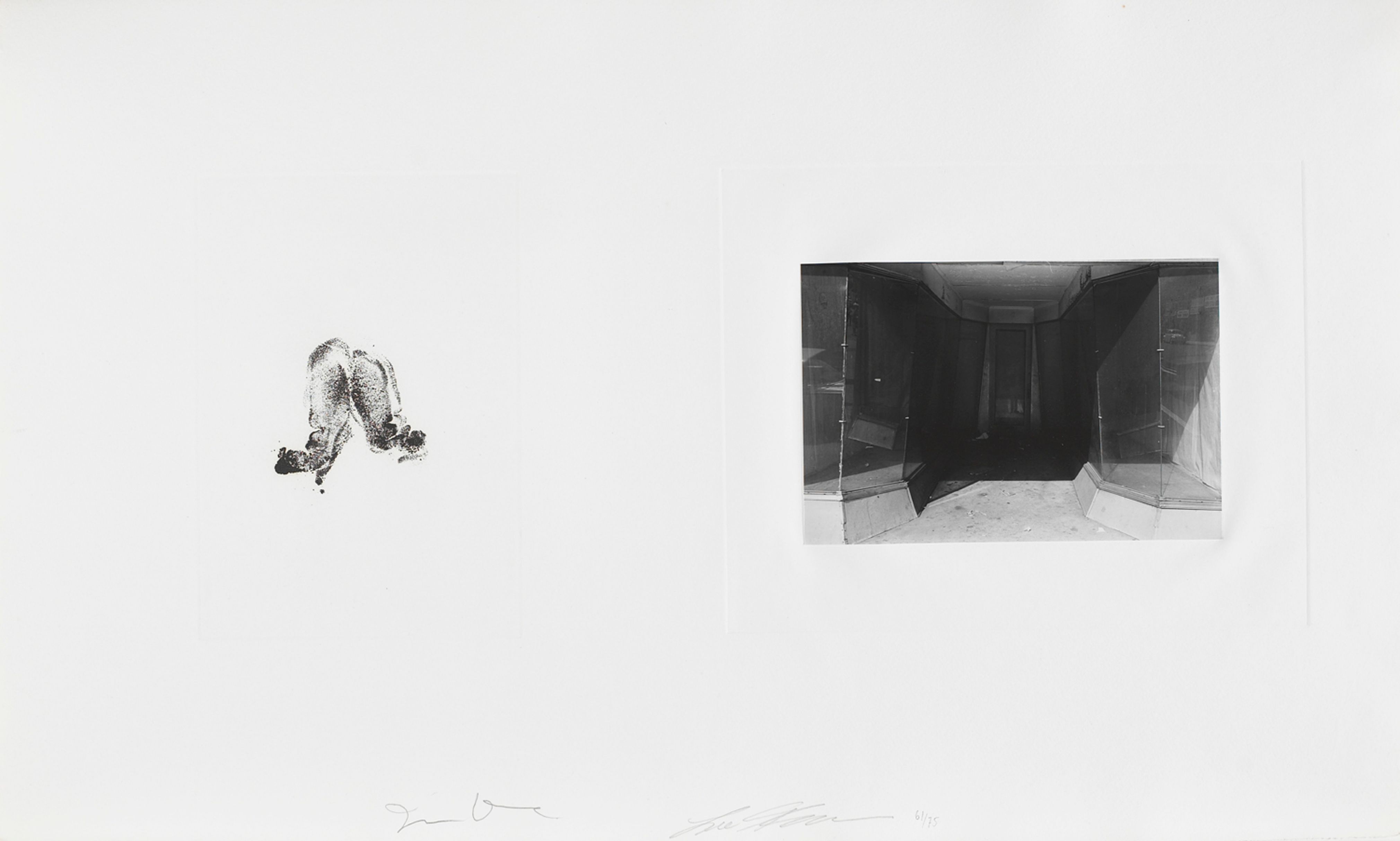 Untitled (etching and photograph of storefront)