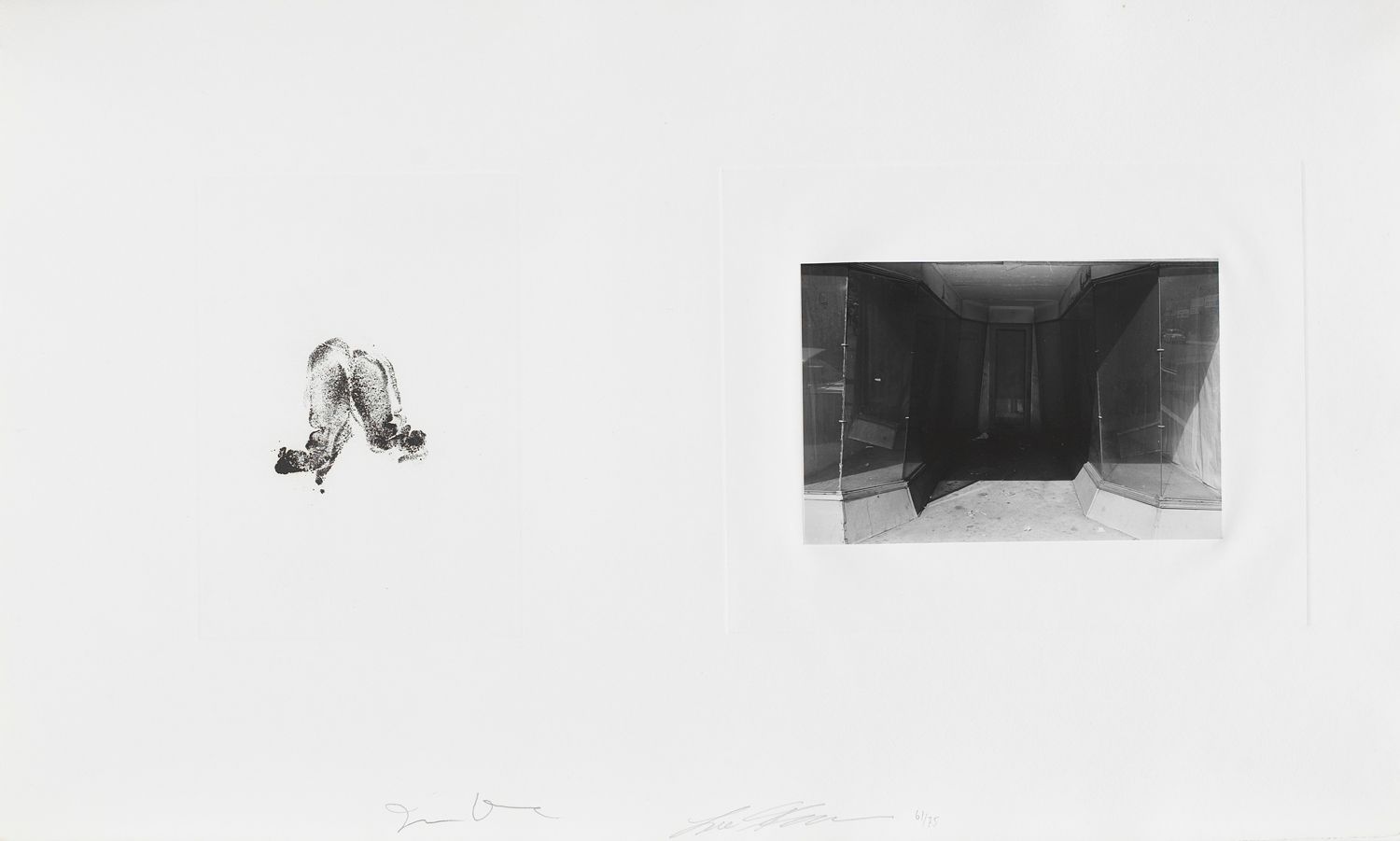 Untitled (etching and photograph of storefront)