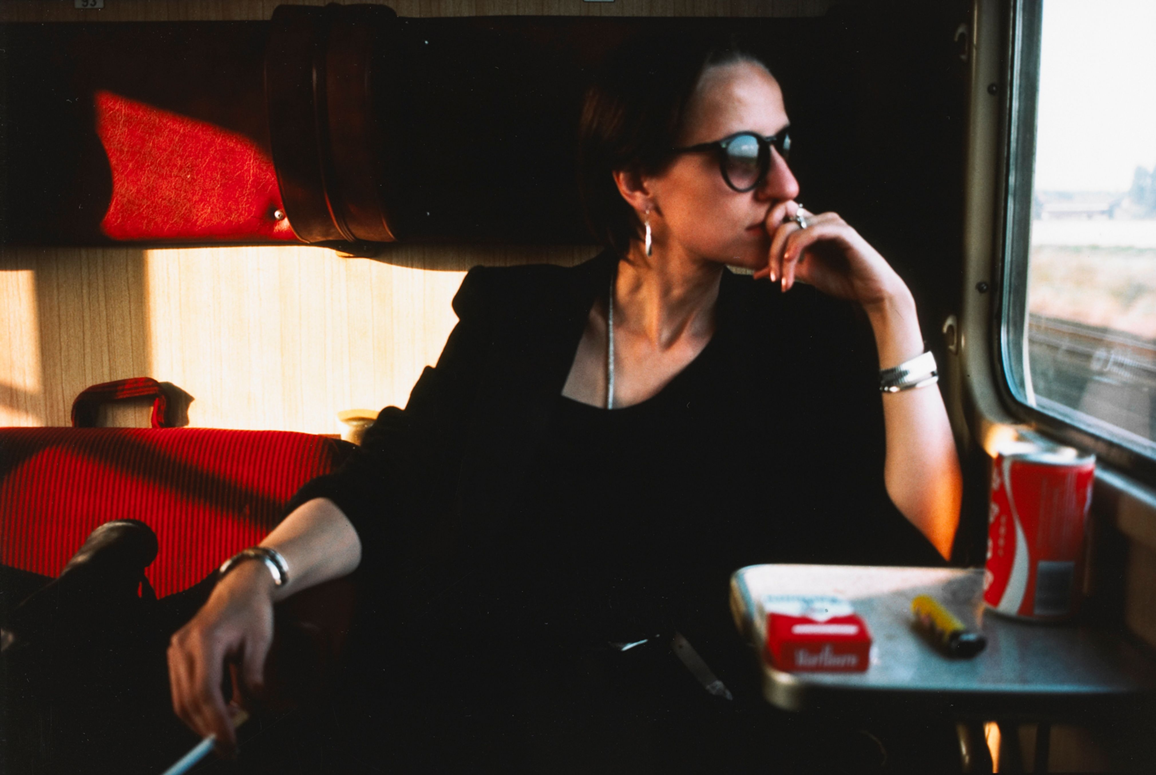Suzanne on the train, Wuppertal, West Germany