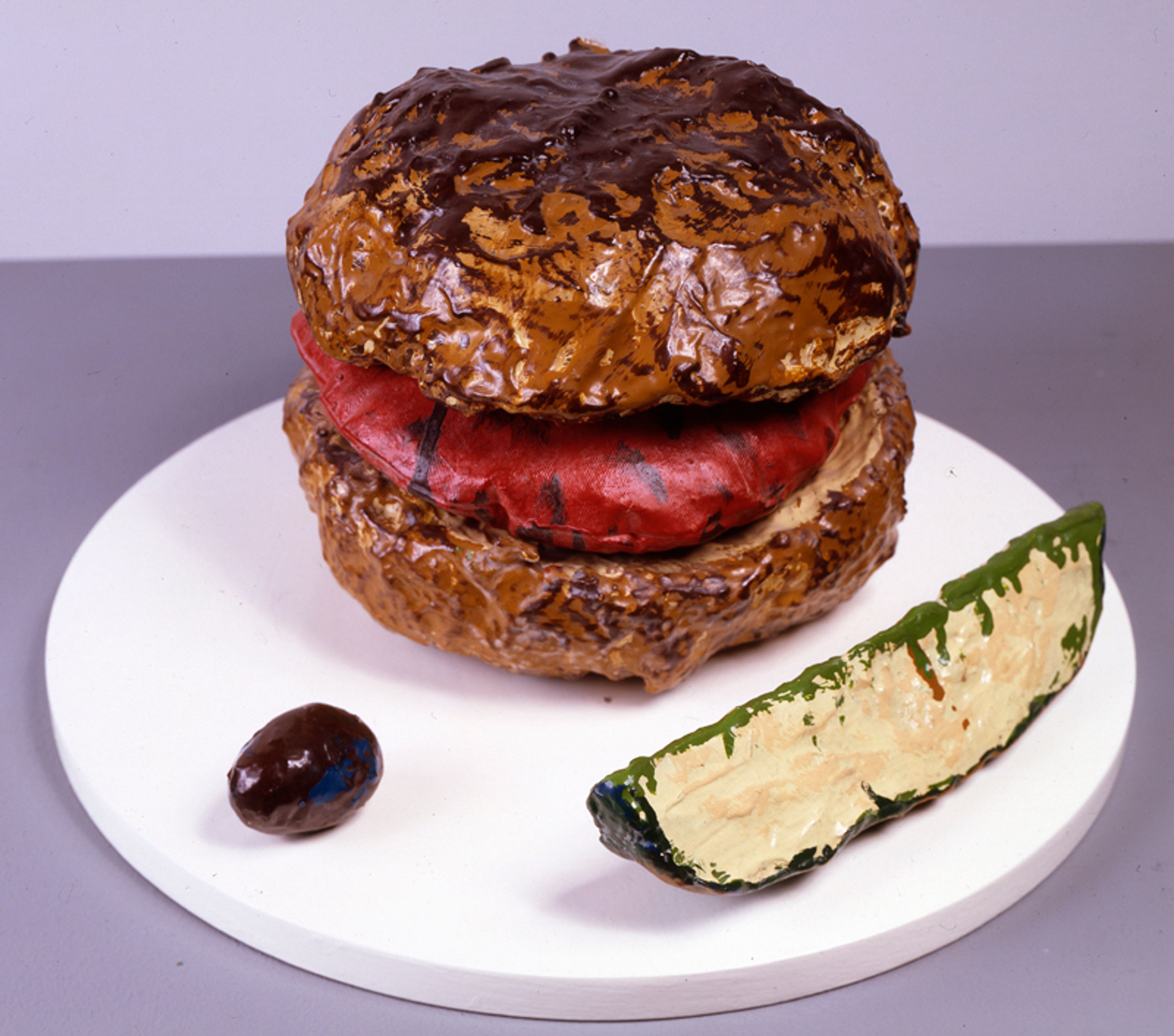 Hamburger with Pickle and Olive