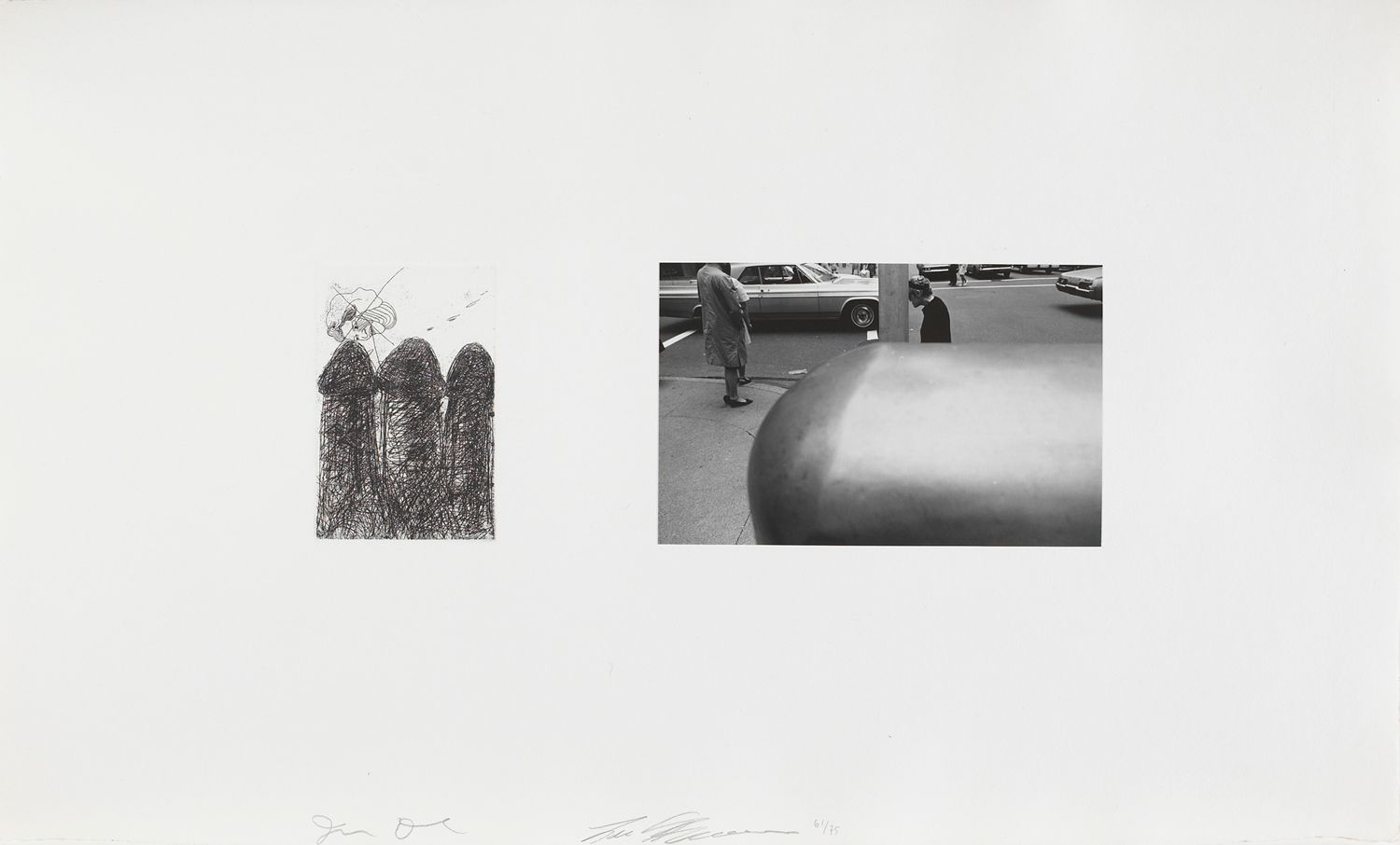 Untitled (etching with photo of street corner)