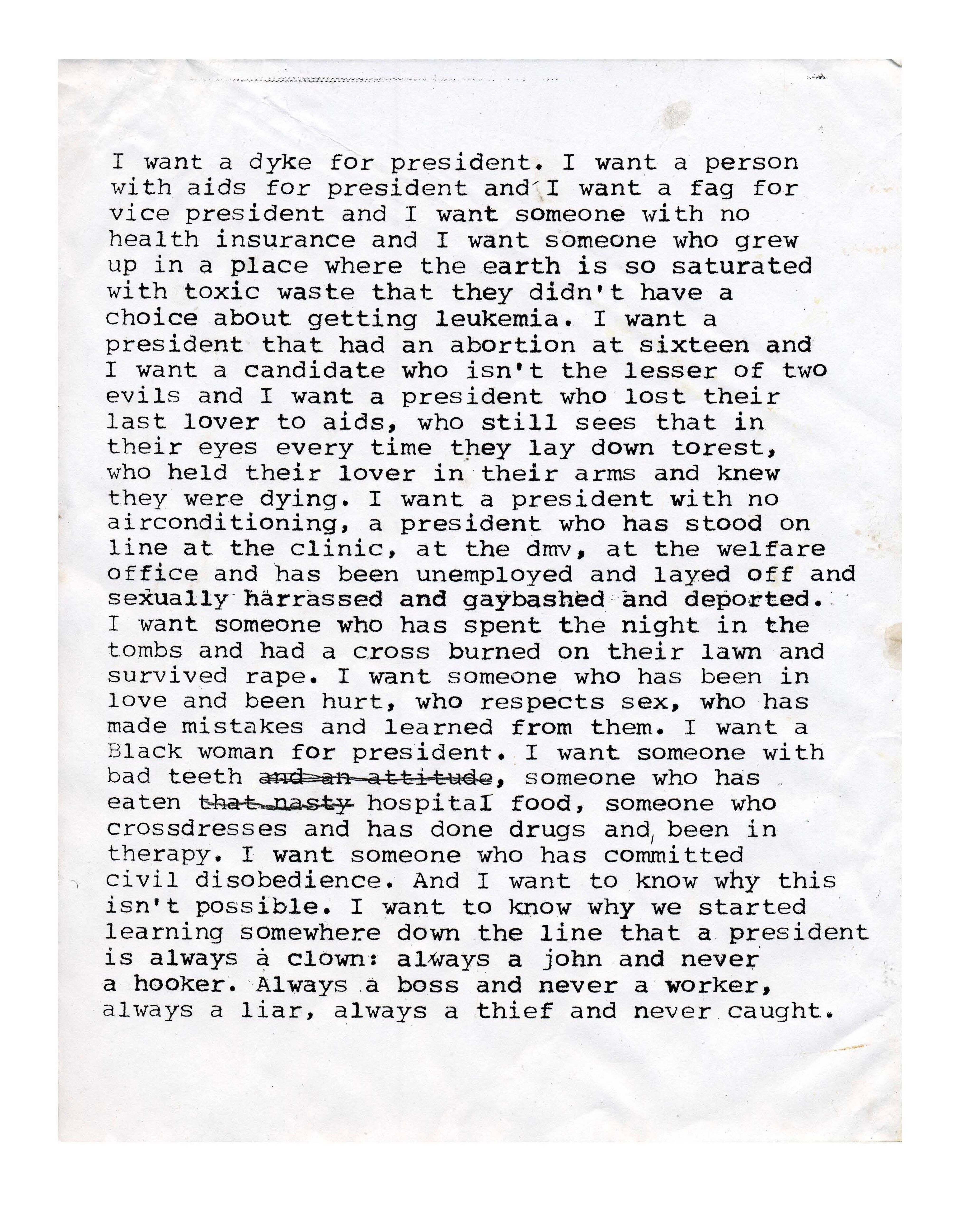 I want a president
