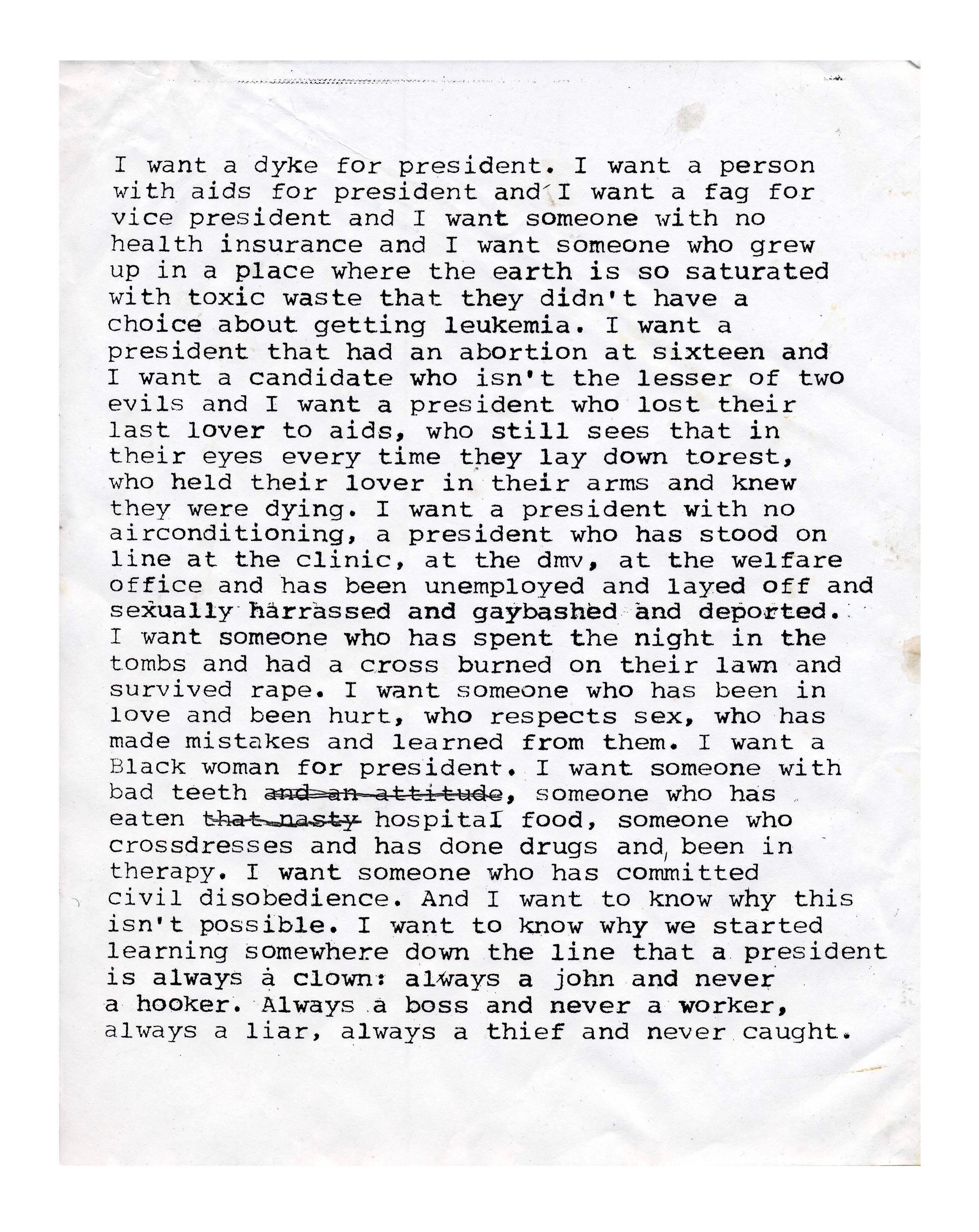 I want a president