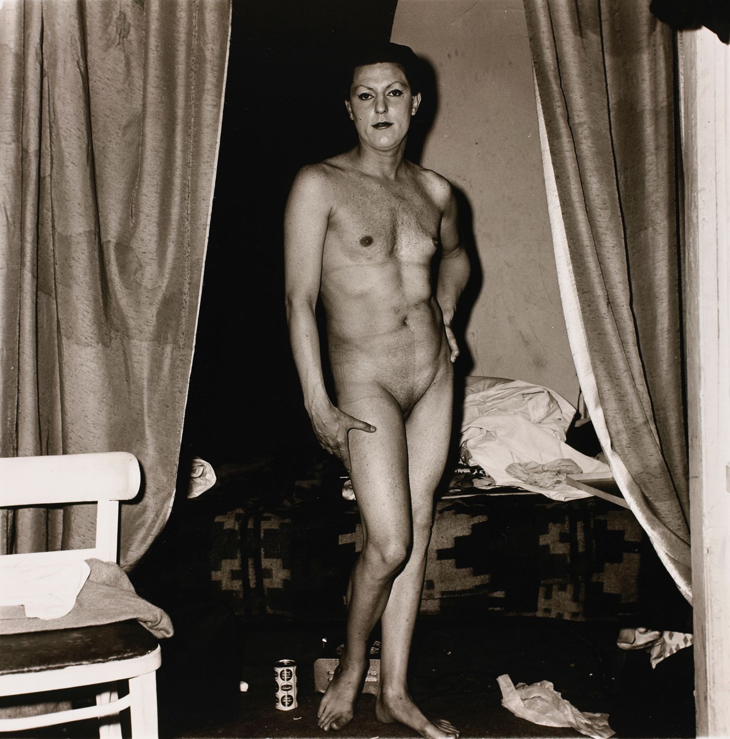 A naked man being a woman, N.Y.C.