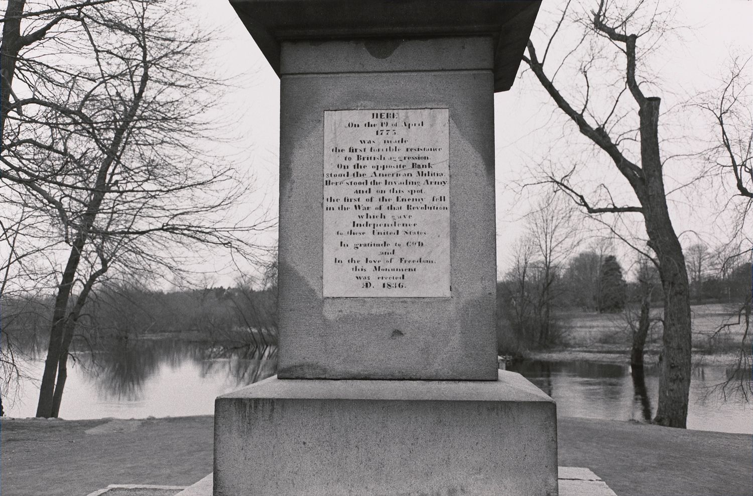 Base of the Concord Monument Obelisk. North Bridge Battleground, Concord, Massachusetts