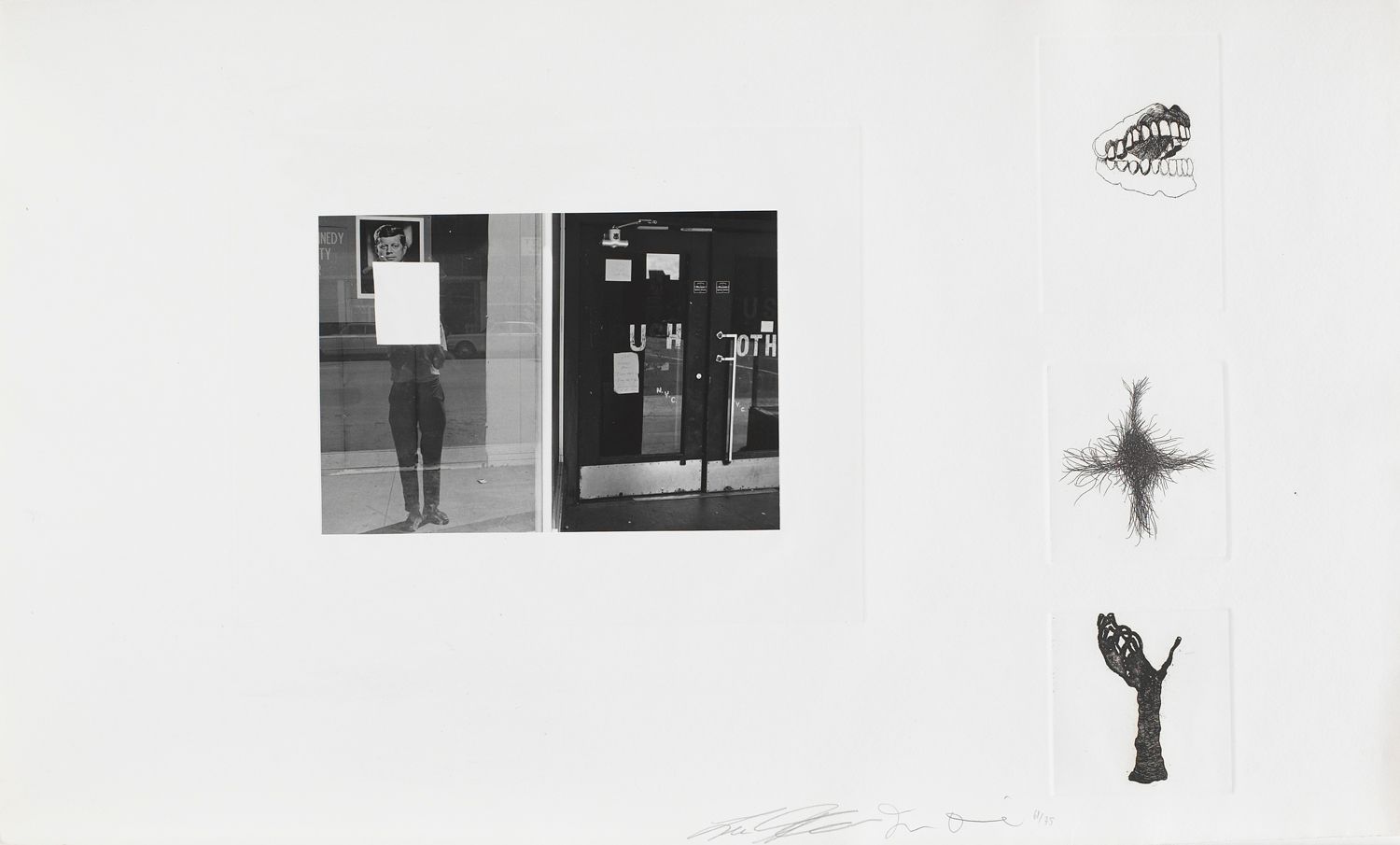 Untitled (John Fitzgerald Kennedy photograph and three etchings)