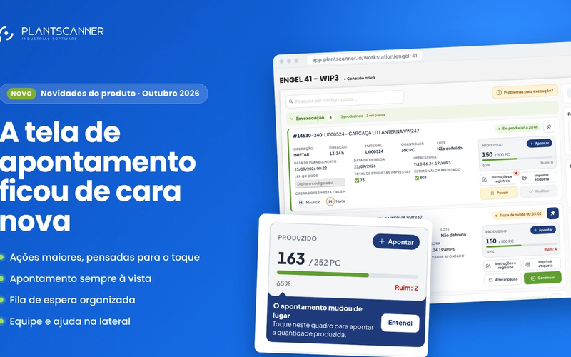 Nova tela de apontamento: mais clara, mais rápida e pensada para o toque