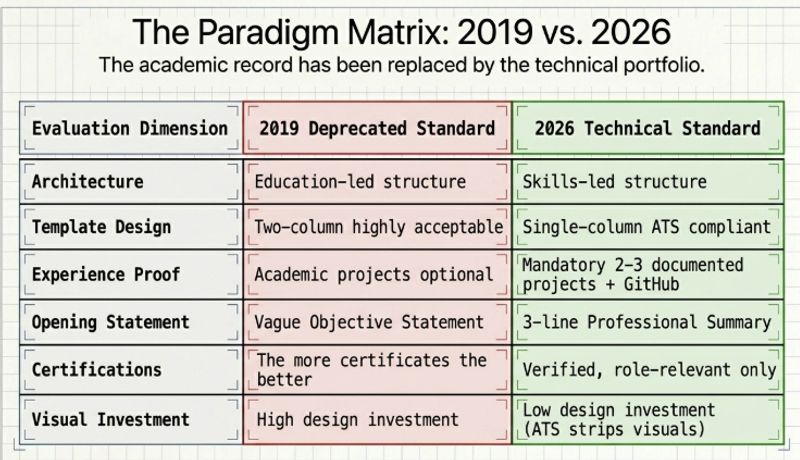 LinkedIn profile standards comparison table showing how expectations have changed then versus now for IT freshers in Mumbai