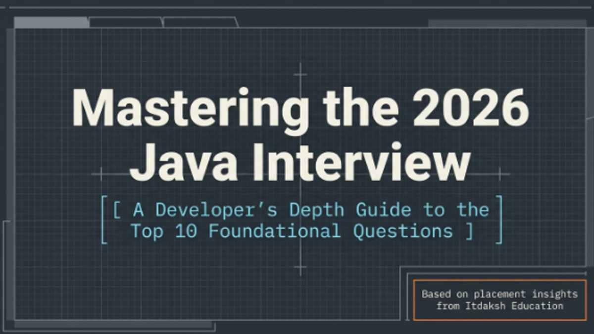DEPTH-PLUS-EXAMPLE Answer Formula showing three layers — Layer 1 definition Layer 2 design reasoning Layer 3 project example — for Java interview preparation
