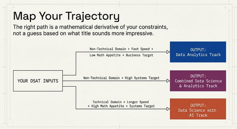 Download card for the free Data Career Decision Guide from Itdaksh Education with DSAT Matrix and 90-day learning plan