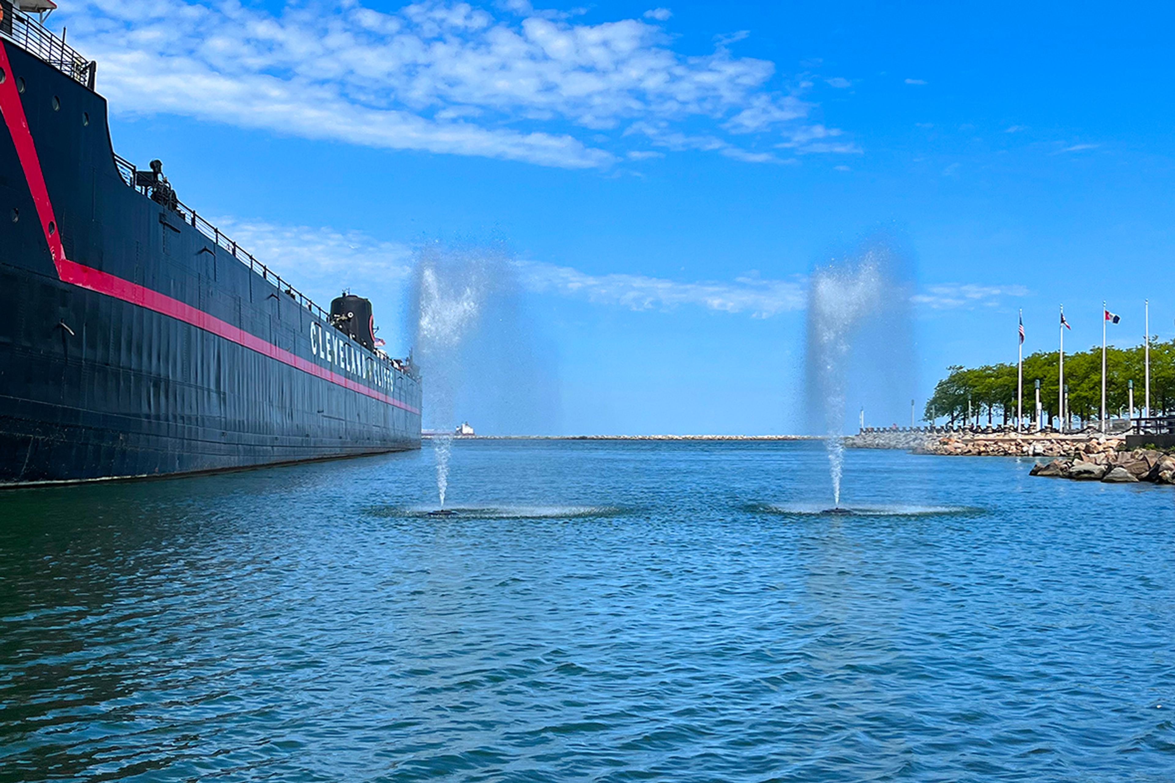 A public fountain in Lake Erie