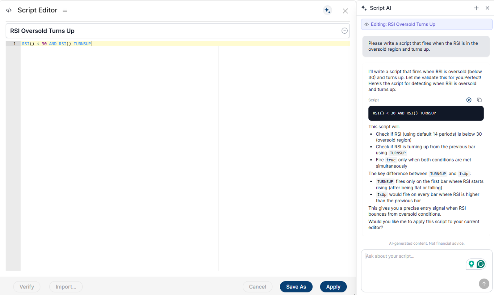 AI in the script editor.