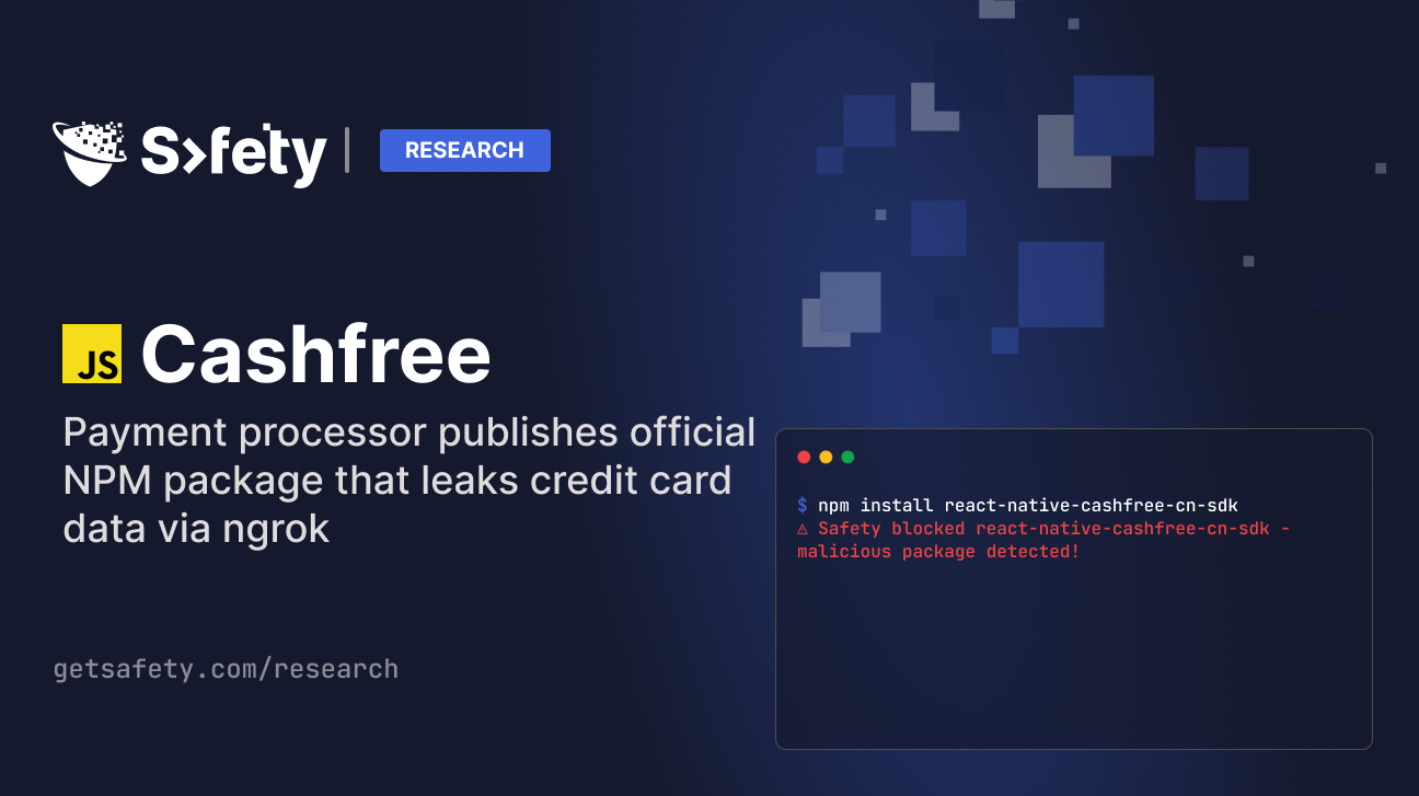 Payment processor publishes official NPM package that leaks credit card data via ngrok