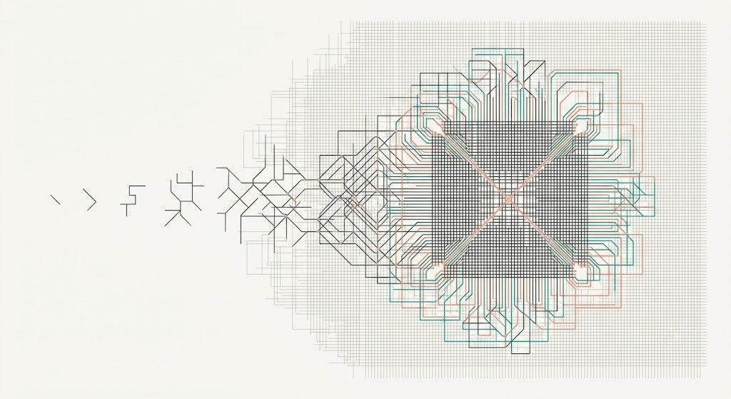 Abstract circuit network converging into a dense grid