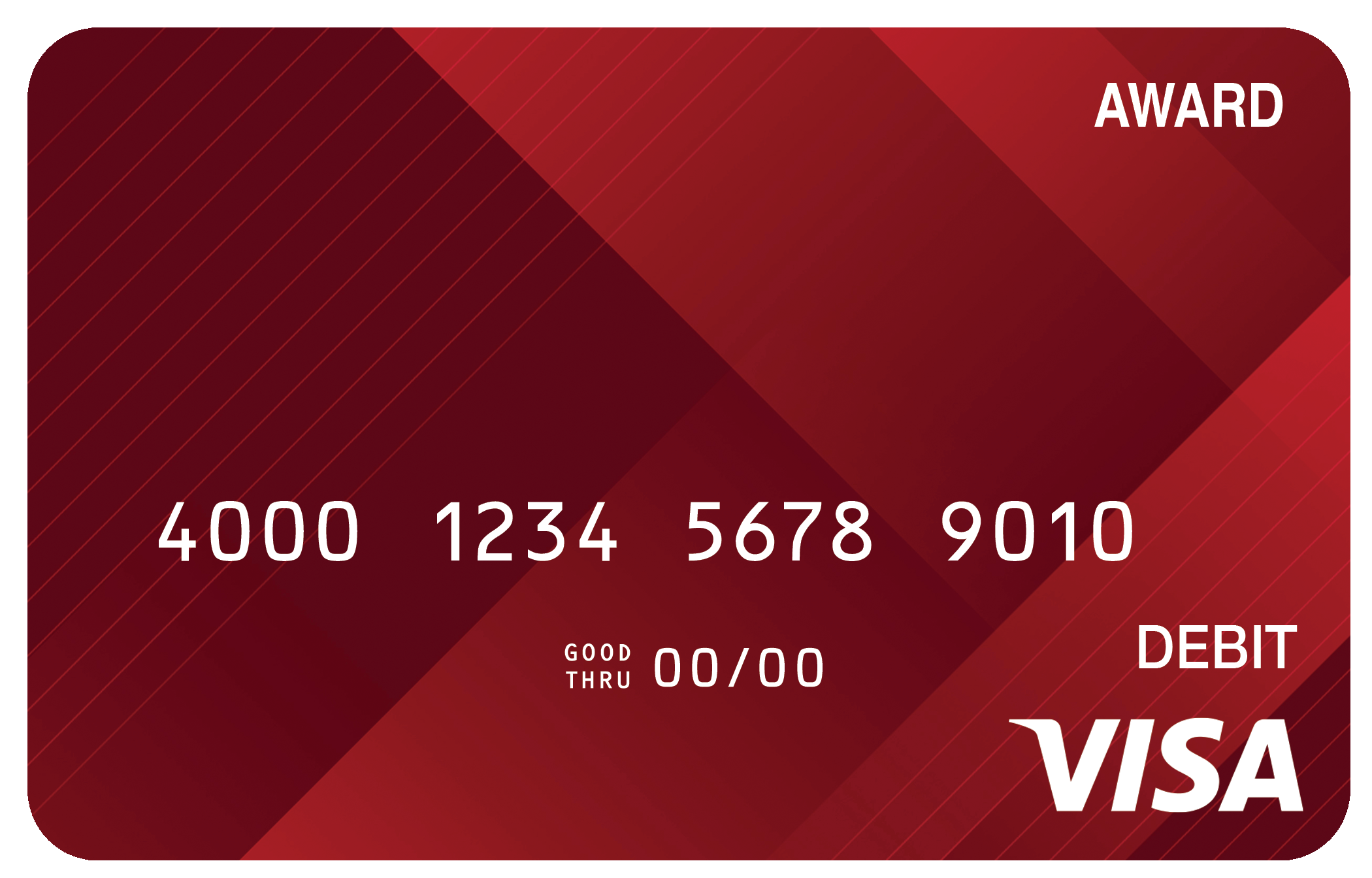 Award debit card with a sleek red executive-style design and minimal professional detailing.