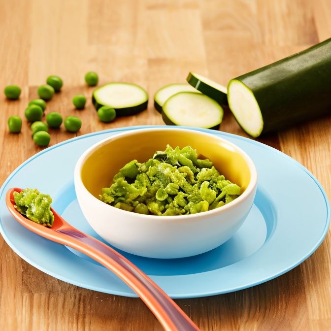 Papilla verde de chícharos y calabacitas - Imagen 1