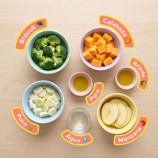 Ingredientes para Papilla de brócoli con calabaza