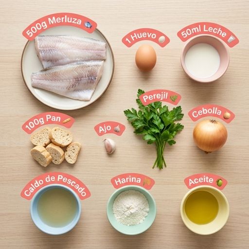 Ingredientes para Albóndigas de merluza