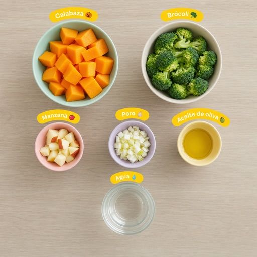 Ingredientes para Papilla de brócoli con calabaza