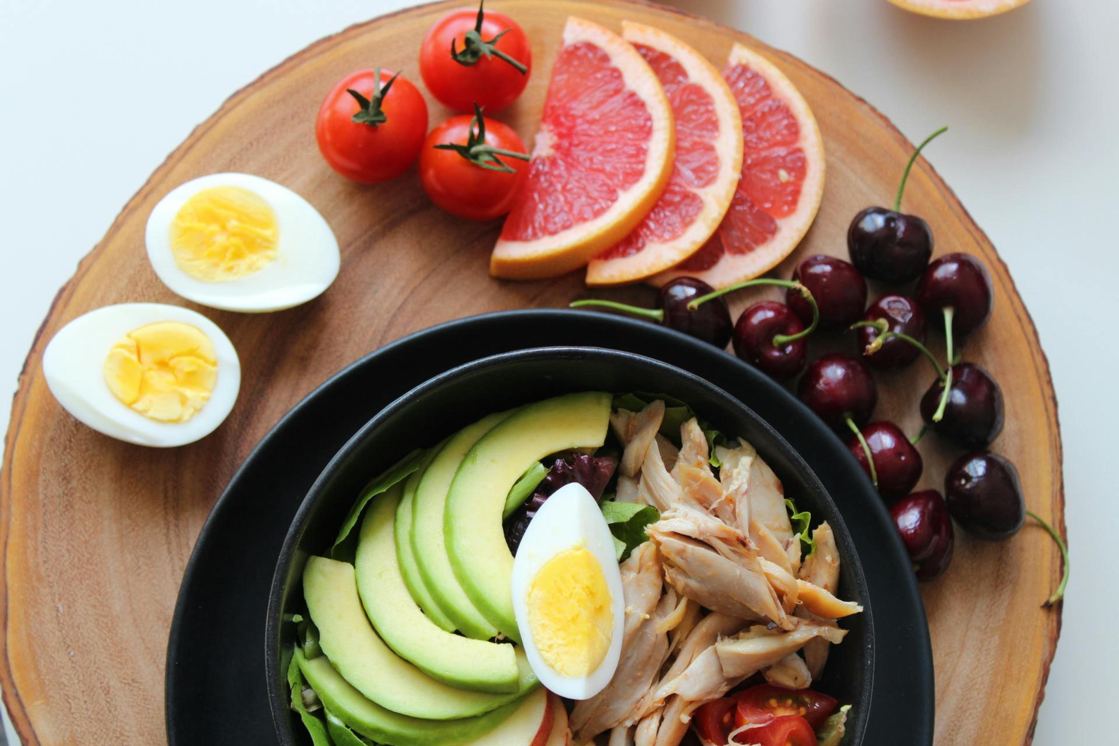 plate of fruits and proteins