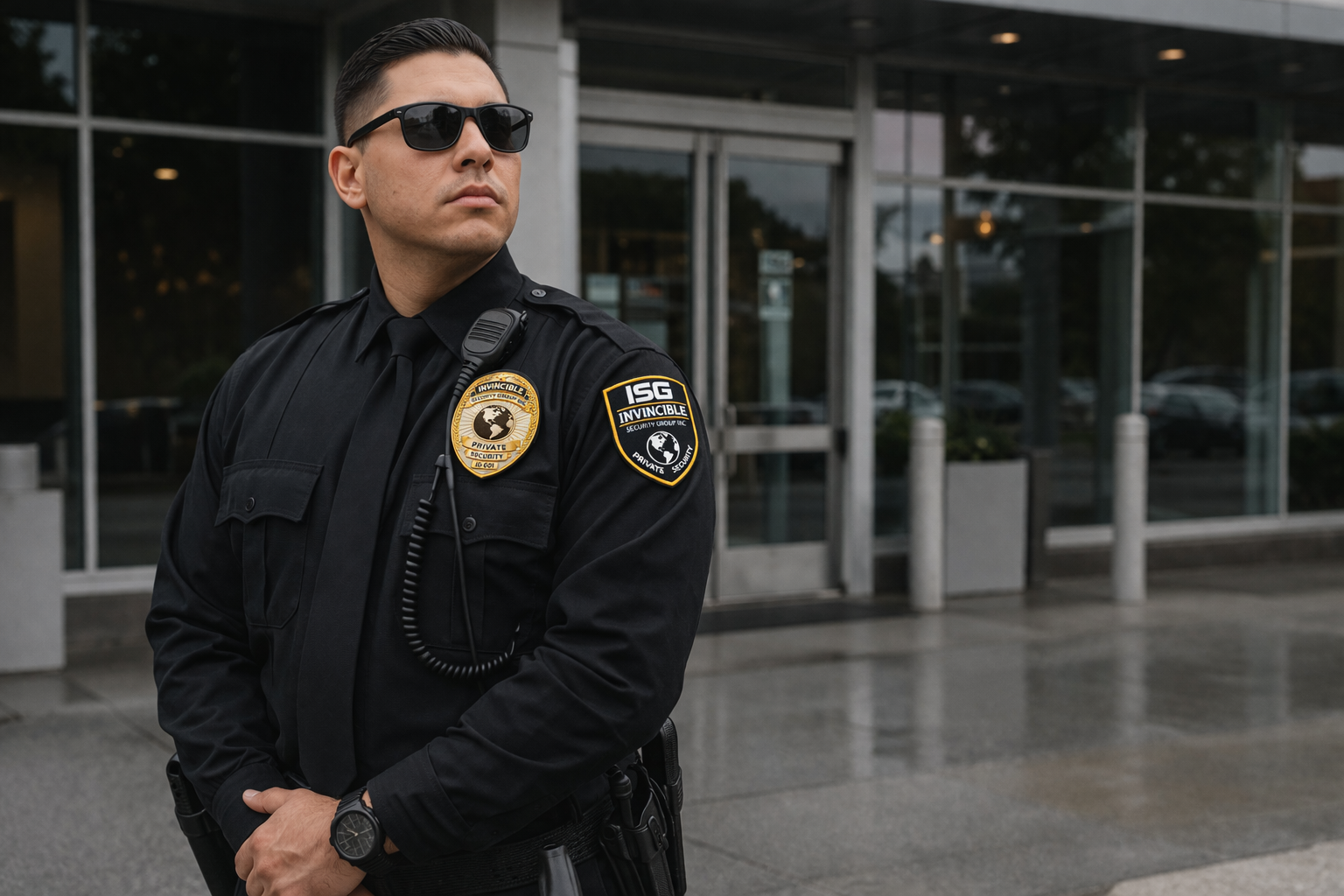 California security guard standing patrol at commercial property | Invincible Security Group