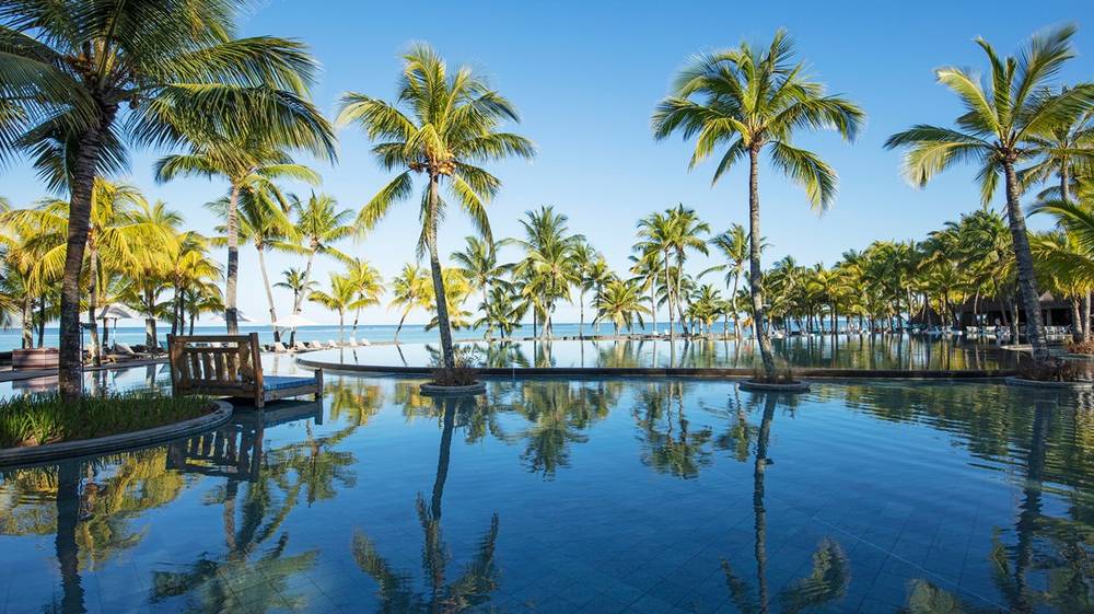 Cooling swimming pools at Troux aux Biches Beachcomber Resort in Mauritius.