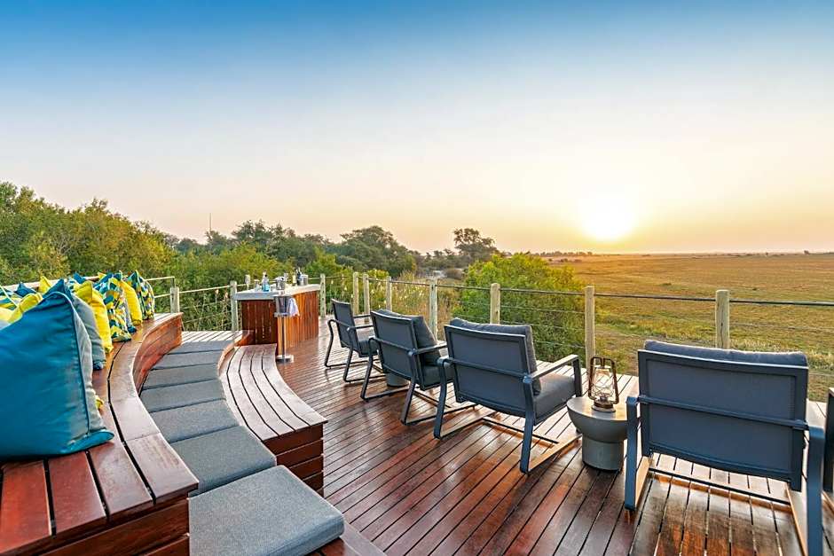 Chobe Water Villas viewing platform at sunset