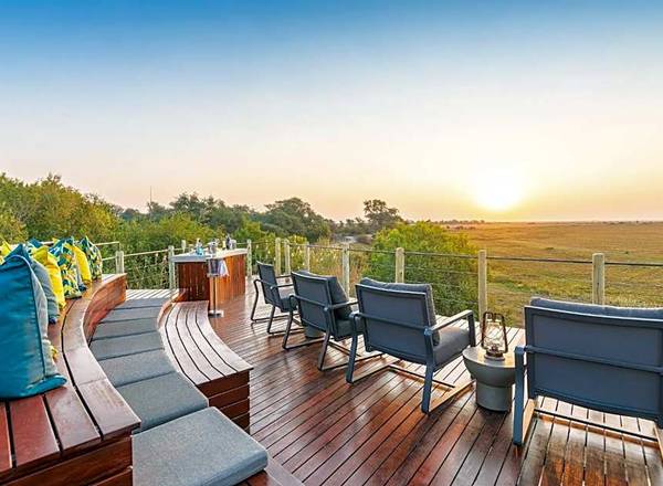Chobe Water Villas viewing platform at sunset