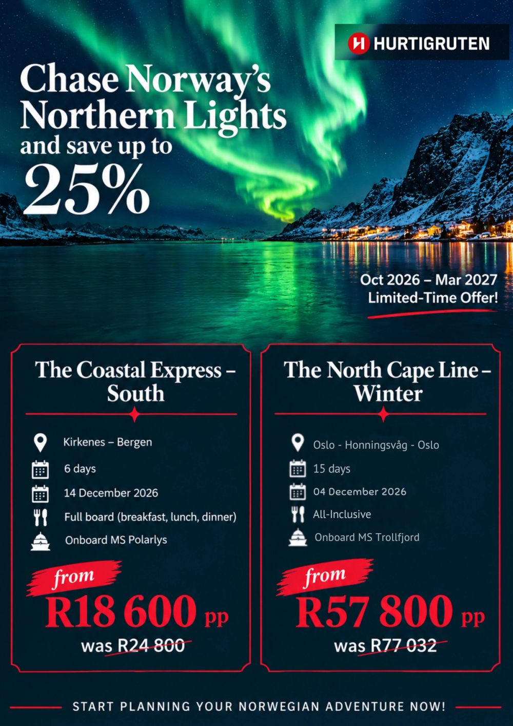 Chase Norway's Northern Lights Special Offer Poster