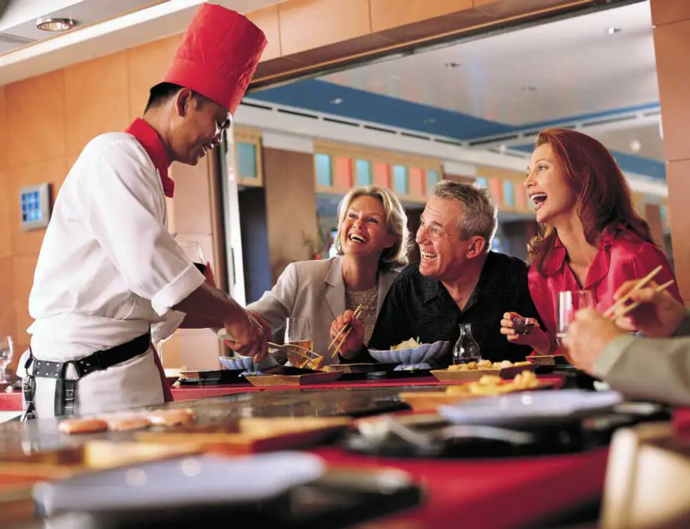  Dining on teppanyaki Japanese cuisine on the Norwegian Dawn