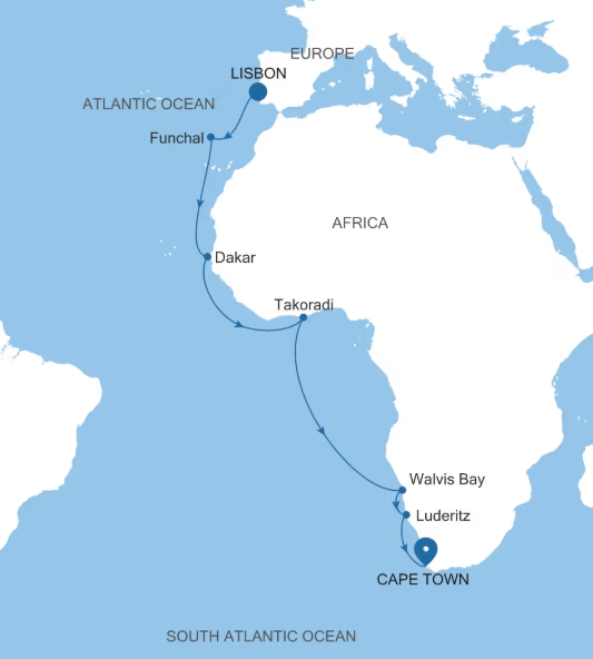 Lisbon to Cape Town