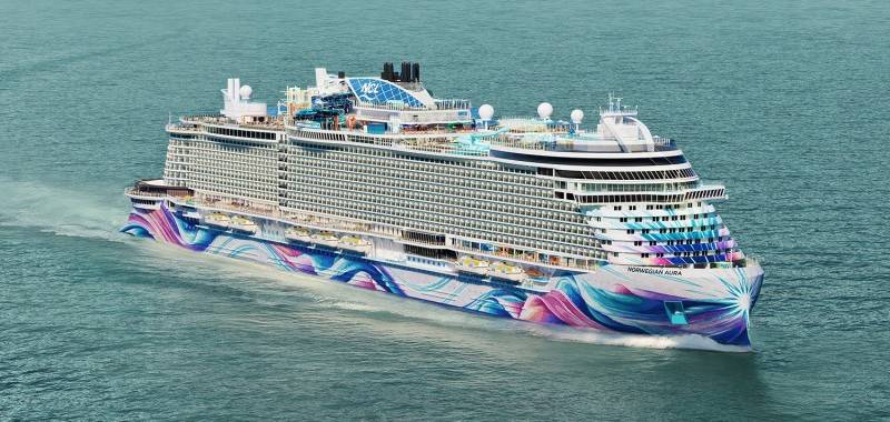 Aerial view of Norwegian Aura on the open sea