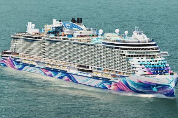 Aerial view of Norwegian Aura on the open sea
