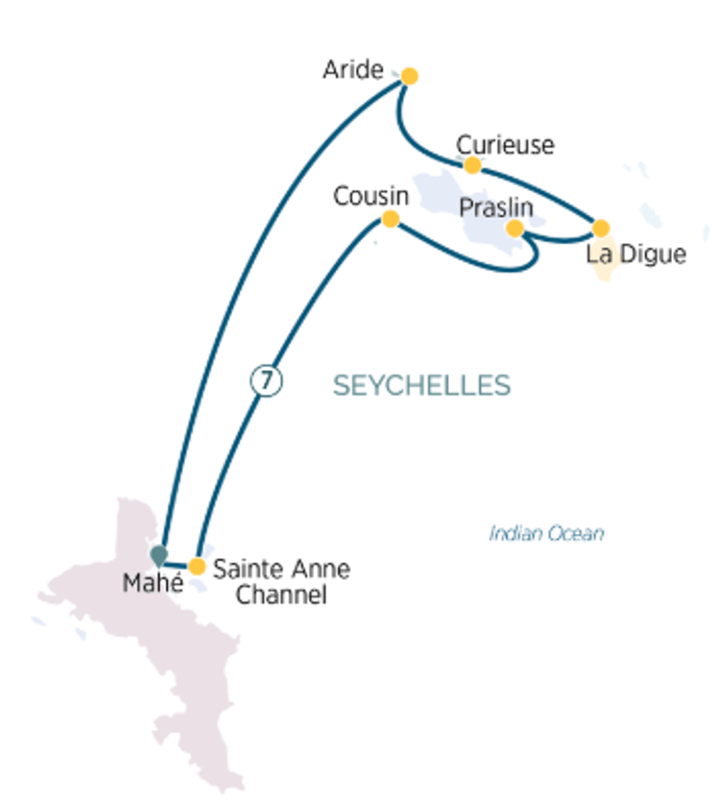 Emerald Kaia 7-night Seychelles itinerary