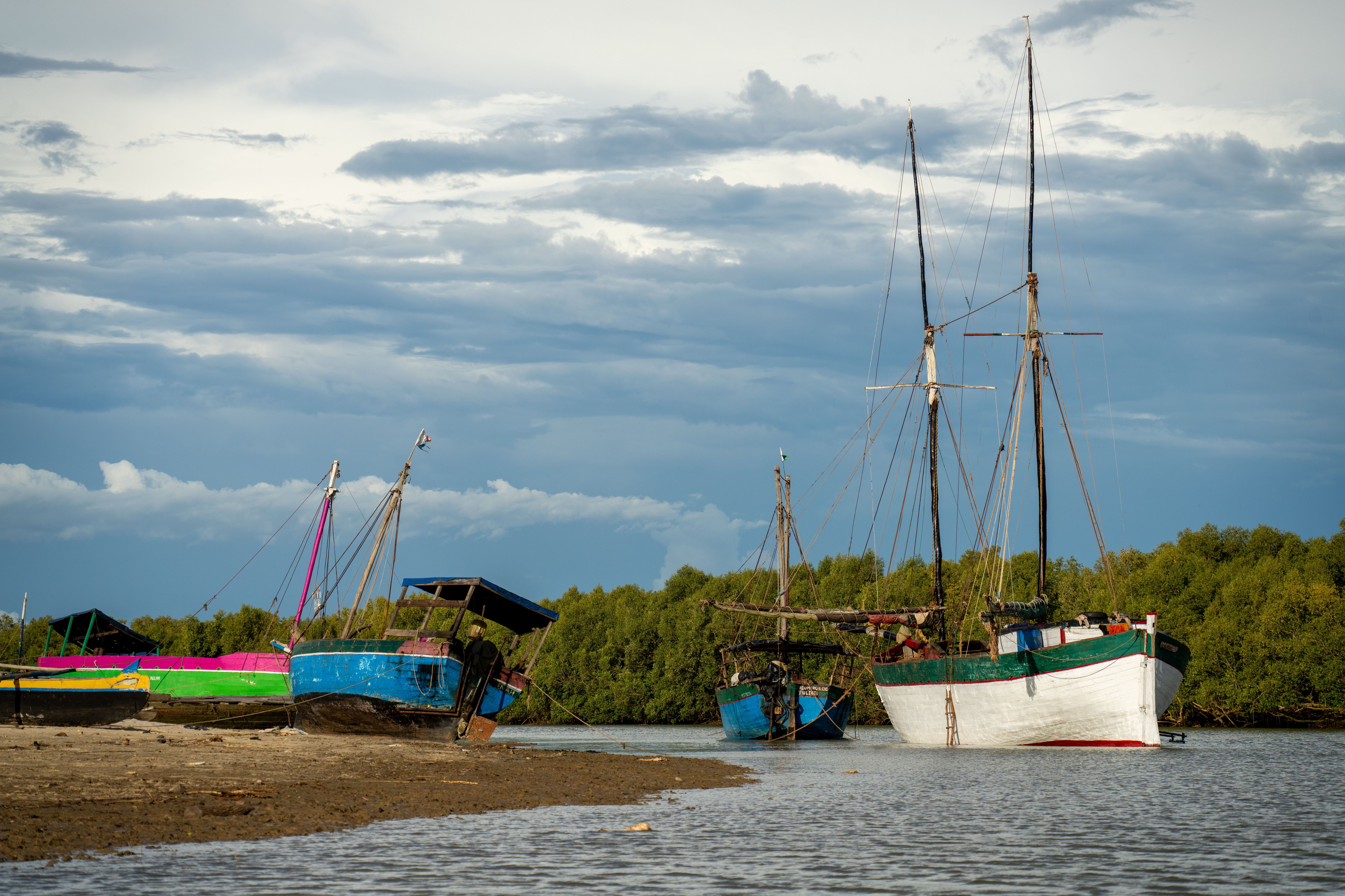 Boats on the shore in Madagascar