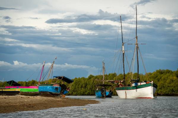 Boats on the shore in Madagascar